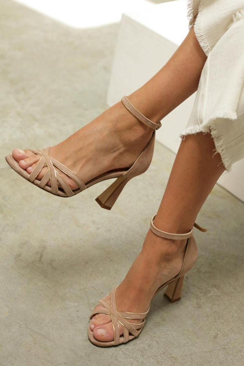 Elviera | Peep toe patchwork szandál vékony tűsarkúval